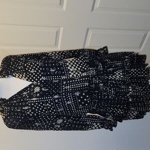 Current Air long sleeves Mini Dress stars dots pleats layered.teirs XS